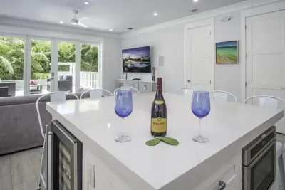 Open concept for entertaining with 75" SmartTV