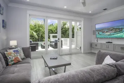 Comfy couch with outdoor views and open concept entertaining