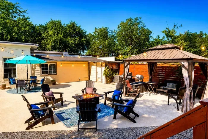 Exclusive backyard gazebo and fire pit
