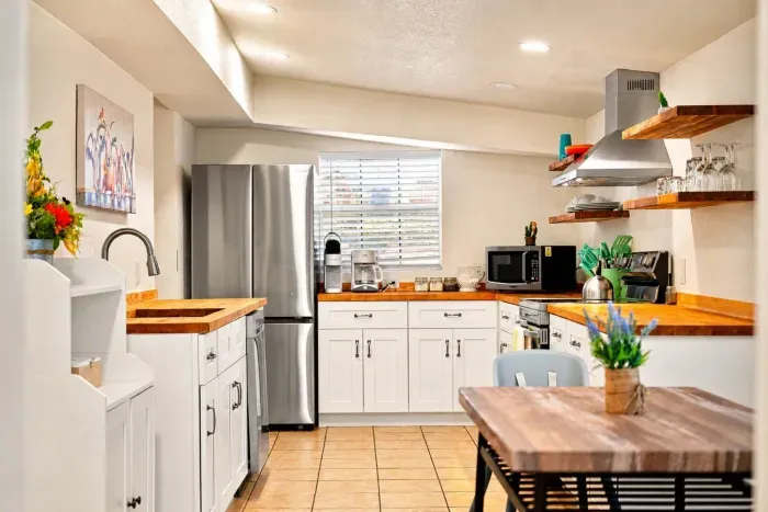 Casita kitchen stocked for cooking