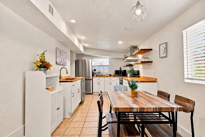 Casita kitchen flows into dining