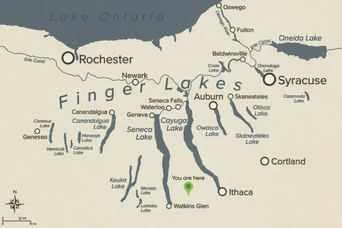 Perfectly located between Watkins Glen and Ithaca.