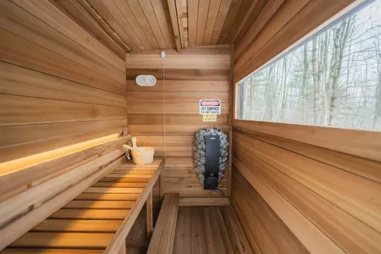 Head out to the sauna for a refreshing session within the woods.