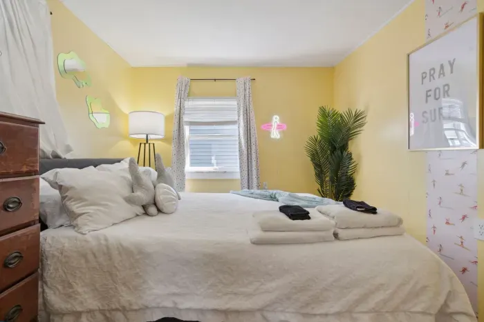 Back Cottage Master bedroom with queen size memory foam bed.