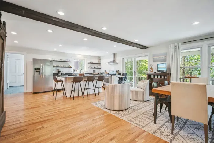 Fully equipped kitchen with dishwasher! This space is perfect for family gatherings. High chair is located in the kitchen. 