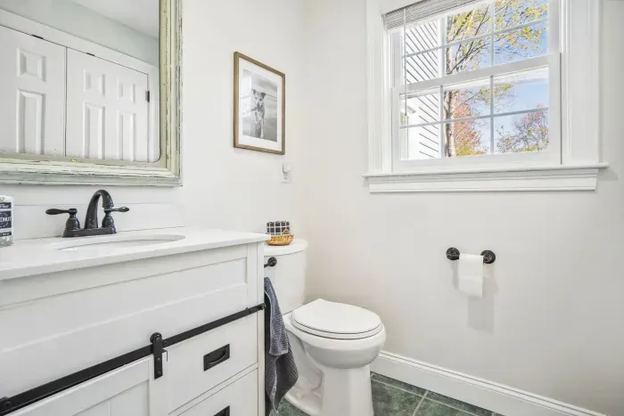 Half bath located off the mudroom. Clean towels provided for all guests.