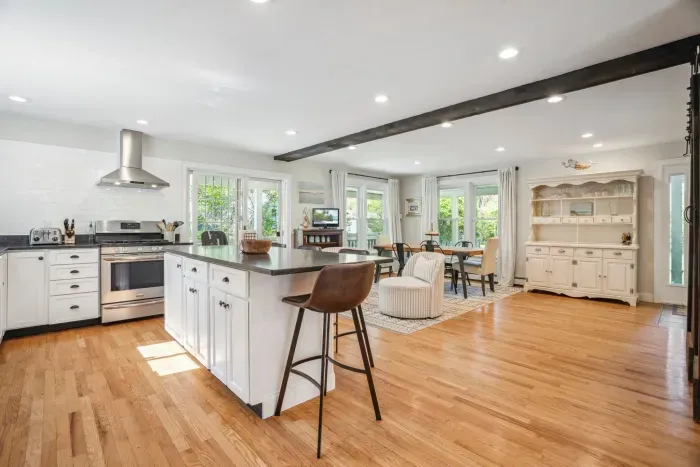 Fully equipped kitchen with dishwasher! This space is perfect for family gatherings. High chair is located in the kitchen. 