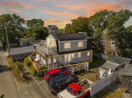 Aerial view of the property, this unit is located on the first level of the home