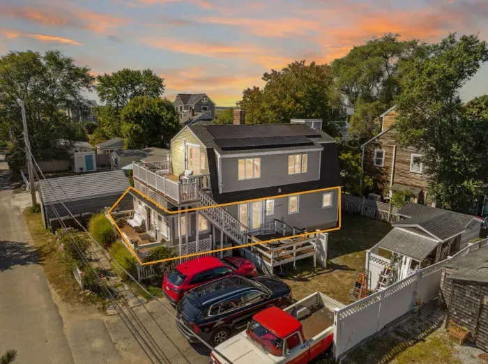 Aerial view of the property, this unit is located on the first level of the home
