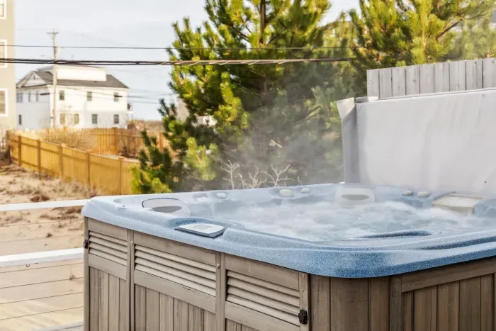 This hot tub is on the main deck right outside the main level of the home. It seats 7 comfortably. It is not unavailable due to maintenance from January 1 to March 31, 2026.