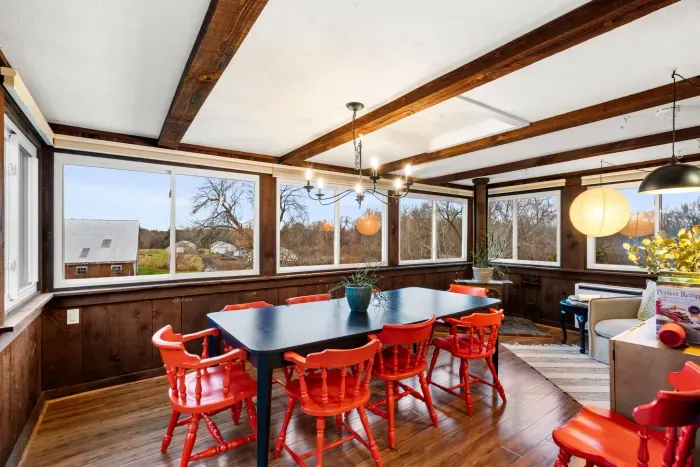 Large dining table accommodating up to 10 guests