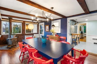 Large dining table accommodating up to 10 guests