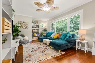 Cozy living room featuring a smart TV for your entertainment needs.