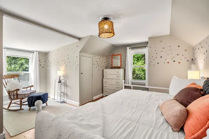 Comfortable king bed for a restful night's sleep.