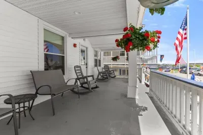 The infamous "porch" at The Americana with ocean views right across from the beach.