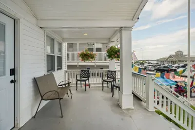 The infamous "porch" at The Americana with ocean views right across from the beach.