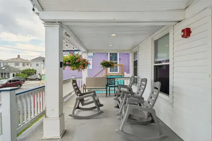 The infamous "porch" at The Americana with ocean views right across from the beach.