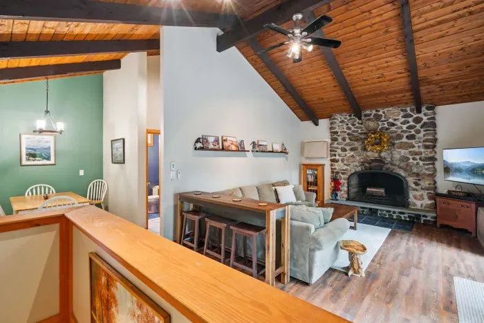 Living room with large couch and Smart TV!