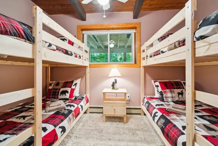 Bedroom #3 with 2 twin over twin bunkbeds. Clean linens and towels provided.