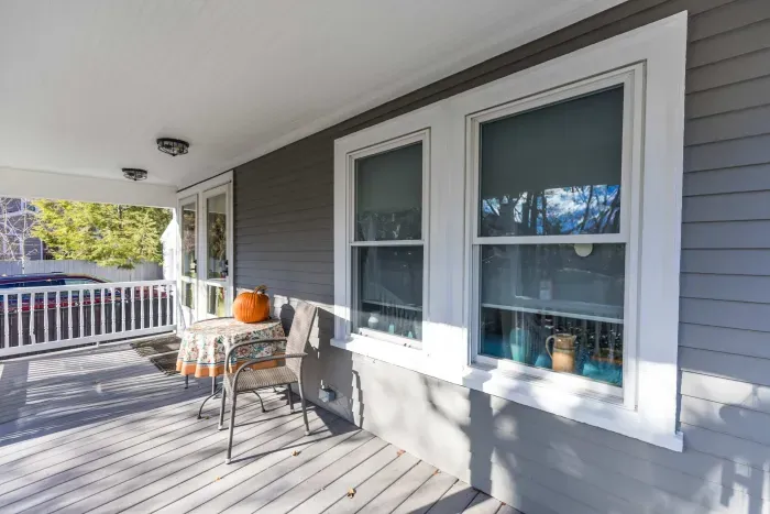 The outdoor furniture is here for the downstairs unit. The door to your unit is on the left. 