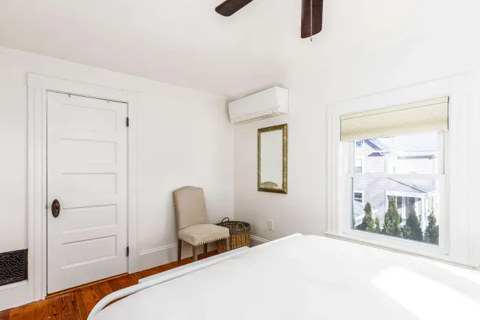 Bedroom #1 with a queen bed and mini split heating/cooling. Clean linens provided.