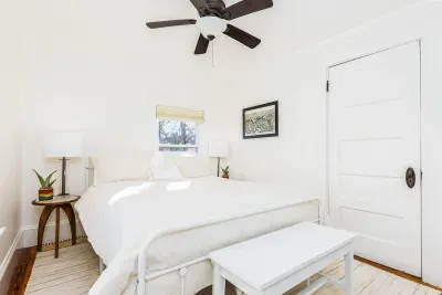 Bedroom #1 with a queen bed and mini split heating/cooling. Clean linens provided.