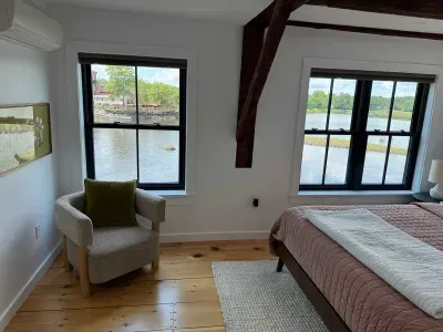Master bedroom with river views and California King bed