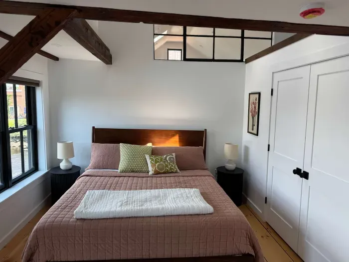 Master bedroom with river views and California King bed