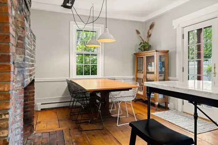 fully equipped kitchen with dining room table and all major appliances.