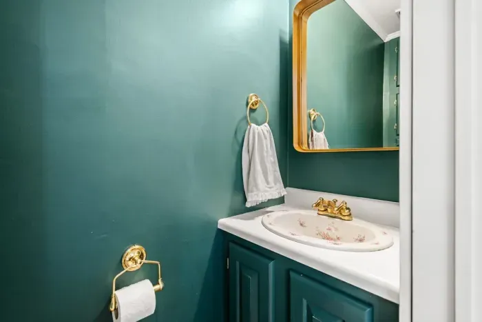 half bathroom located on the first floor.