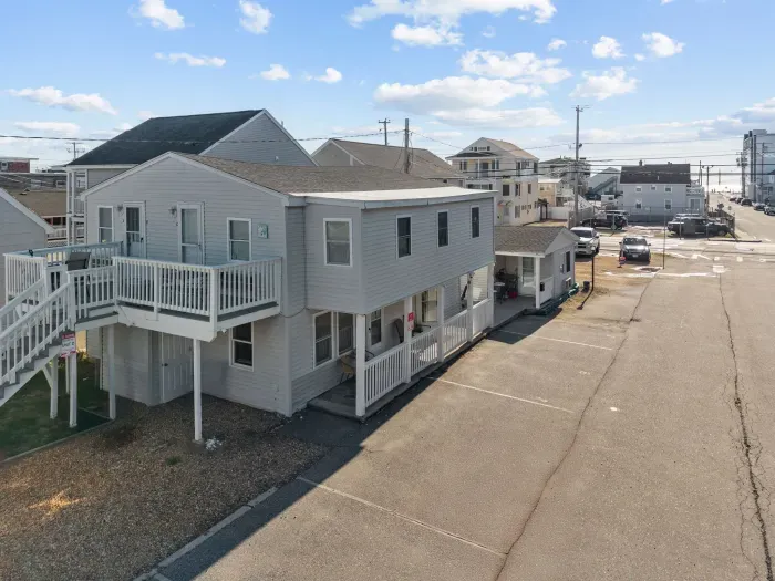 Aerial view of the building.
