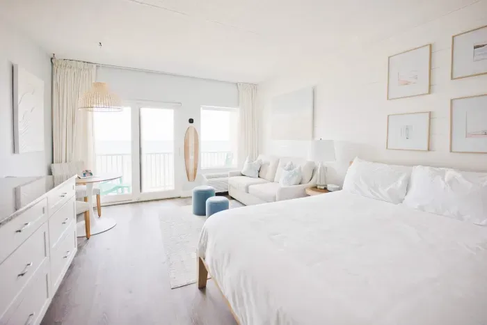 Studio layout with fully equipped kitchenette, Queen bed with clean linens provided, double pull out sofa best suited for kids, and full bathroom - clean towels provided for all guests