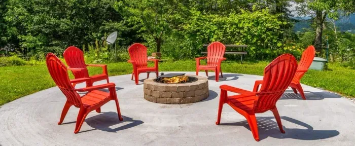 New patio and fire pit. Please note, it is bring your own firewood.