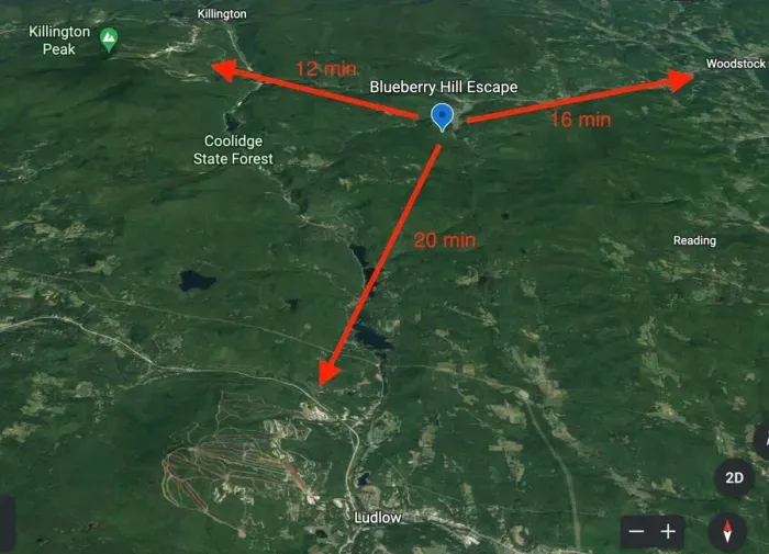 Just 12 min to Killington Skyeship, 16 min to Woodstock and 20 min to Okemo