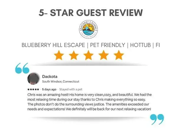 5 Star review from a recent guest