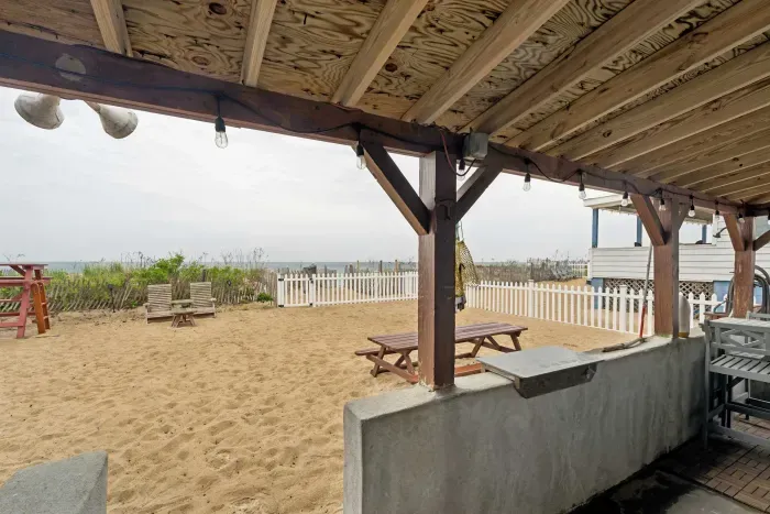 Covered front porch on the sand