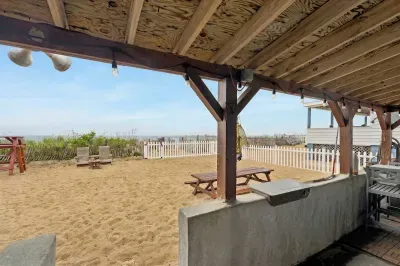 Covered front porch on the sand