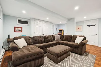 Living room with pull out couch located on the ground level