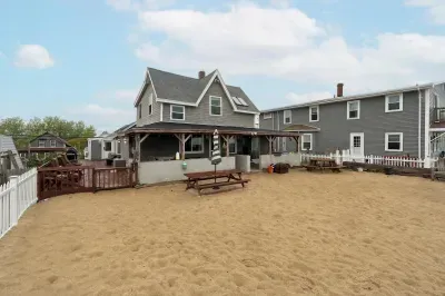 Fenced-in, communal, beach area