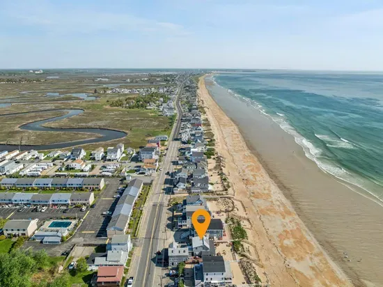 Aerial view of the home. Right on Salisbury beach!