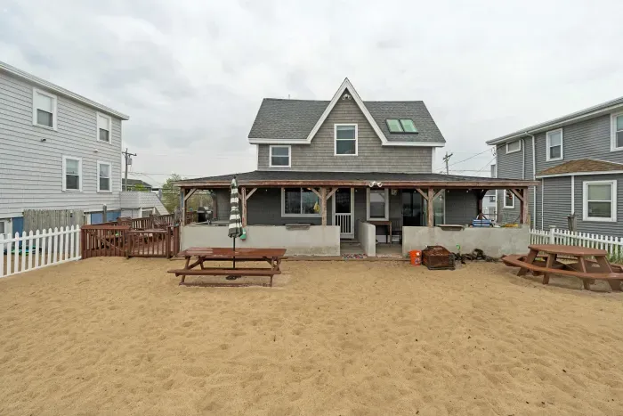 Fenced-in, communal, beach area