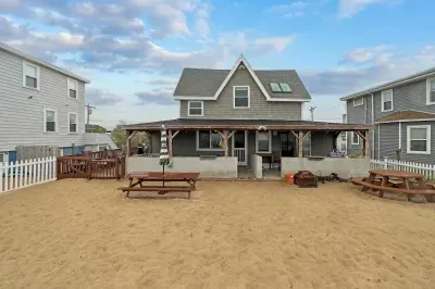 Fenced-in, communal, beach area