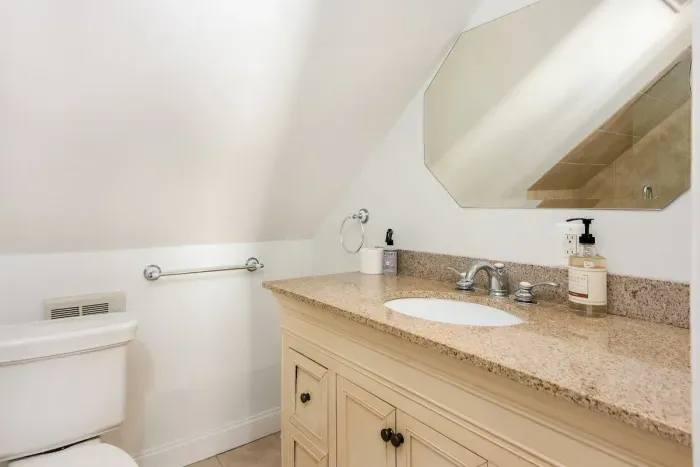 Master bathroom with tub and shower