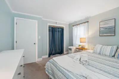 Primary bedroom with a king bed and provided clean linens