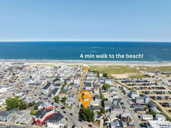 Just 4 minutes walking to the beach! This house is on the island section of Hampton Beach. No need to cross Ocean Boulevard.