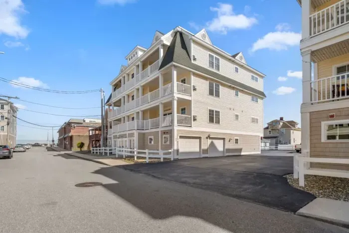Street view of our condominium building. A half block to the beach. Condo is located on top floor, oceanside.