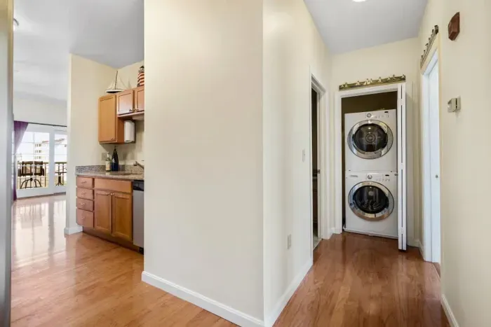 stackable washer and dryer in unit.