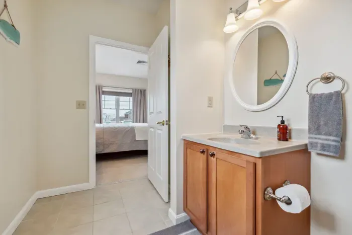 Master ensuite bathroom with jetted shower tub
