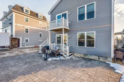 See outline for the unit access. This is a first floor unit. There is space for 2 cars on the right side of the driveway. There is a long term tenant upstairs.