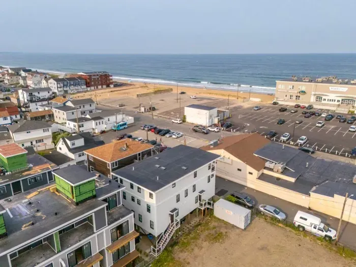 Aerial view of the building. The condo is a very short walk from Salisbury center and beach!